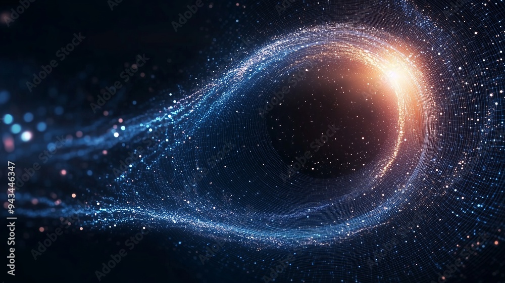 Digital tunnel of cyberspace with particles and lighting. Digital tunnel of cyberspace with particles and lighting.