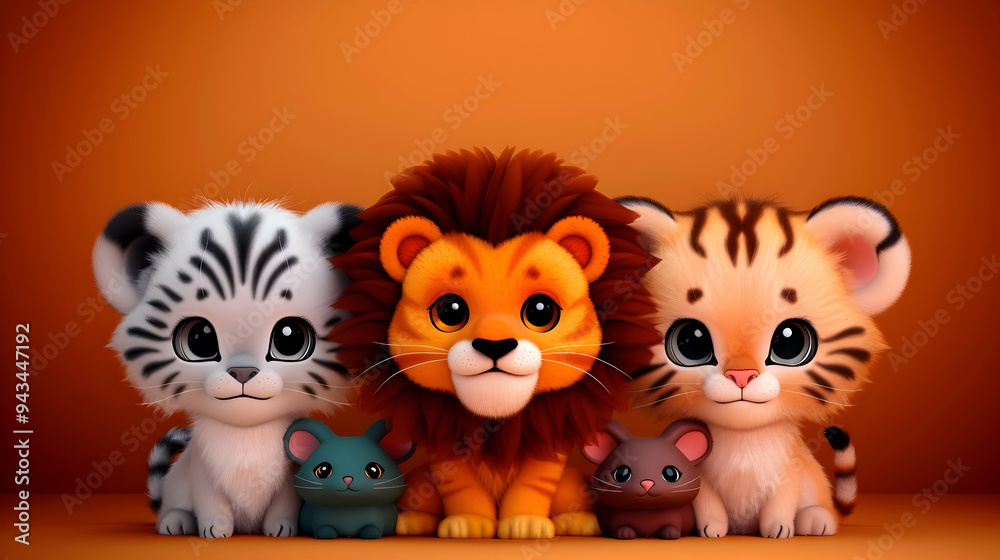 Obraz premium Collection Cartoon Animal Characters Includin