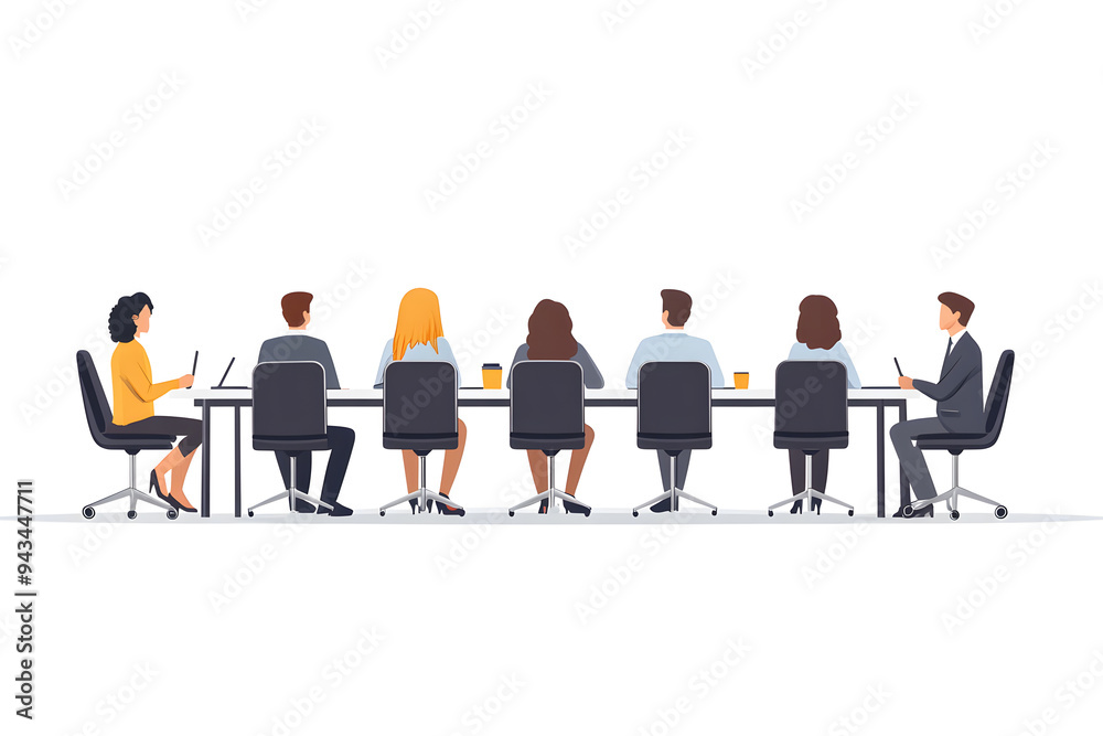 Office business meeting flat illustration isolated on white background