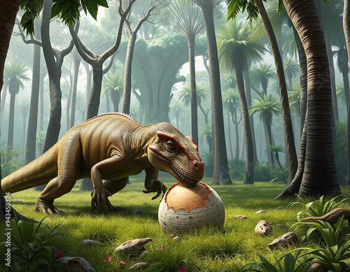 別の恐竜の卵を狙っている恐竜