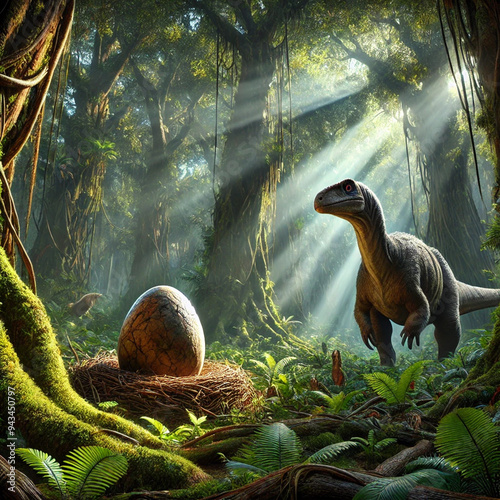 別の恐竜の卵を狙っている恐竜