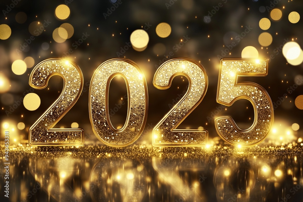 New Year 2025 typography with vibrant and festive design New Year 2025 typography with vibrant and festive design