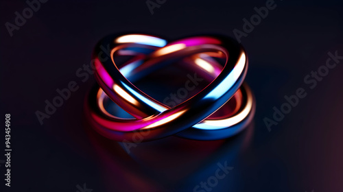 Computer Generated Image Two Intertwined Ring