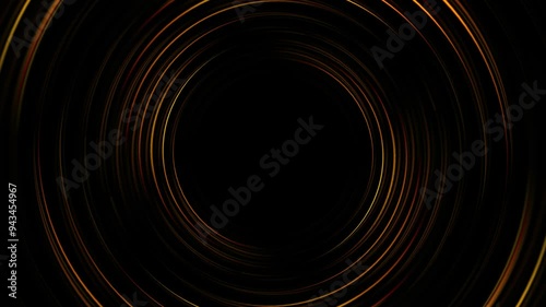 golden glow line rotating motion graphics video clip in bright colors animated with dark background