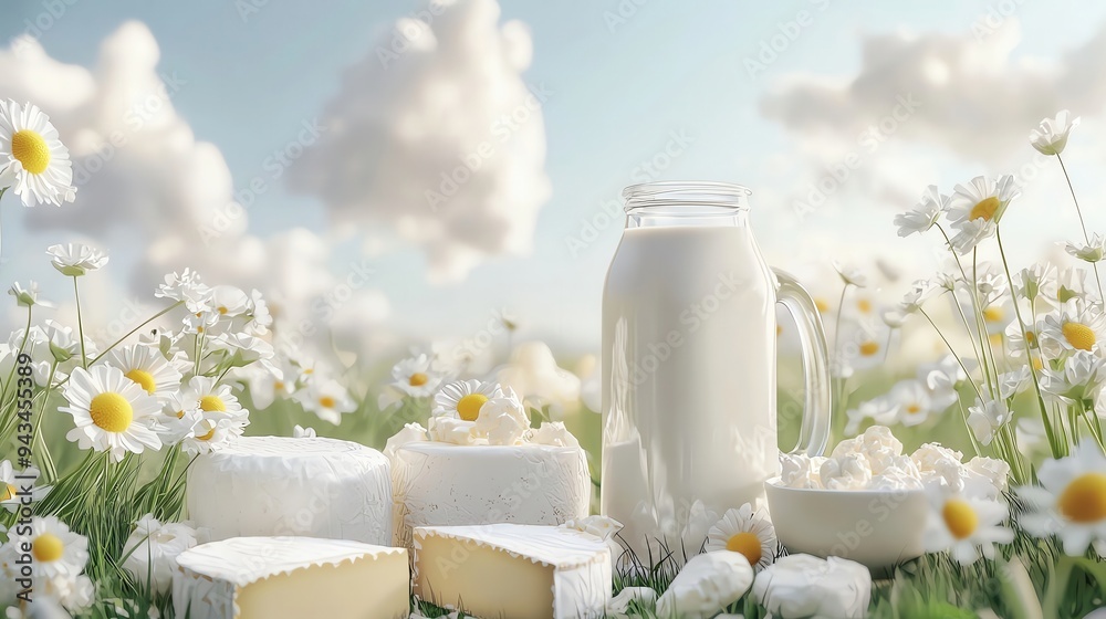 Organic dairy products, milk and cheese, farm-fresh and wholesome Organic dairy products, milk and cheese, farm-fresh and wholesome