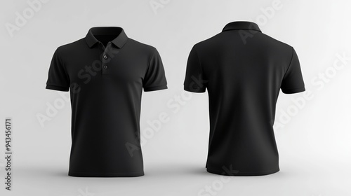 Black Polo Shirt Mockup - Front and Back View