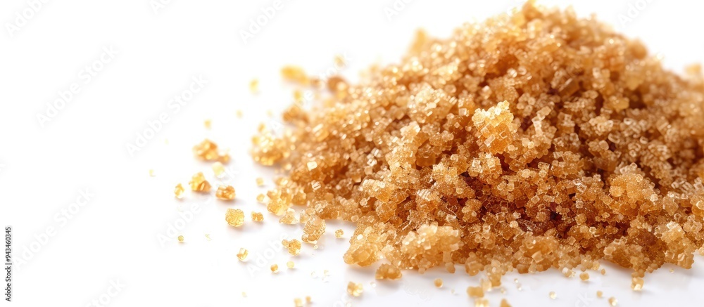 Java sugar also called organic brown palm sugar in a copy space image on a white background Java sugar also called organic brown palm sugar in a copy space image on a white background