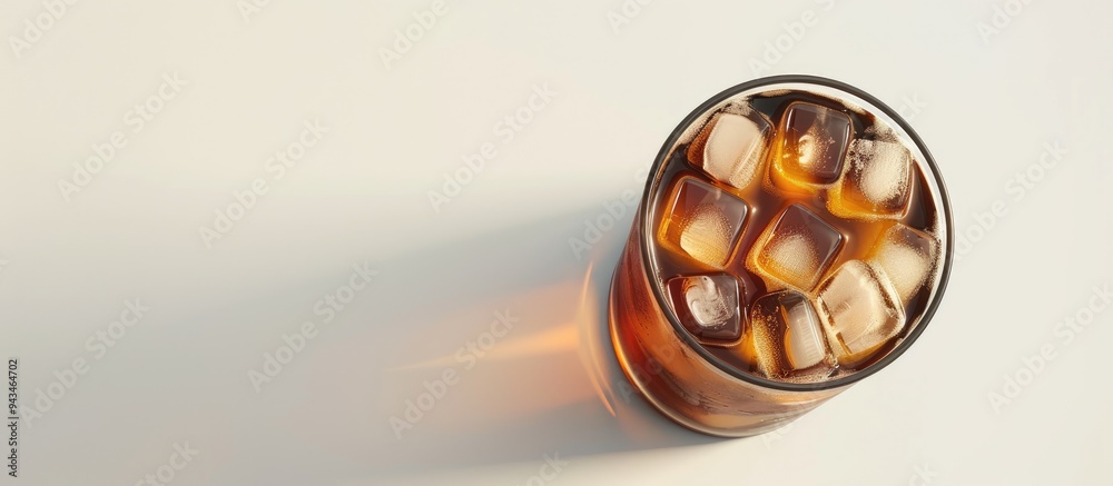 White background enhances isolation concept with Americano ice coffee featuring copy space image White background enhances isolation concept with Americano ice coffee featuring copy space image