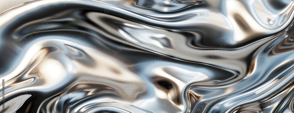 Metal chrome liquid background, abstract textured melted silver
