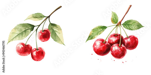 Wallpaper Mural watercolor cherry with black ribbon on top, Transparent background  Torontodigital.ca