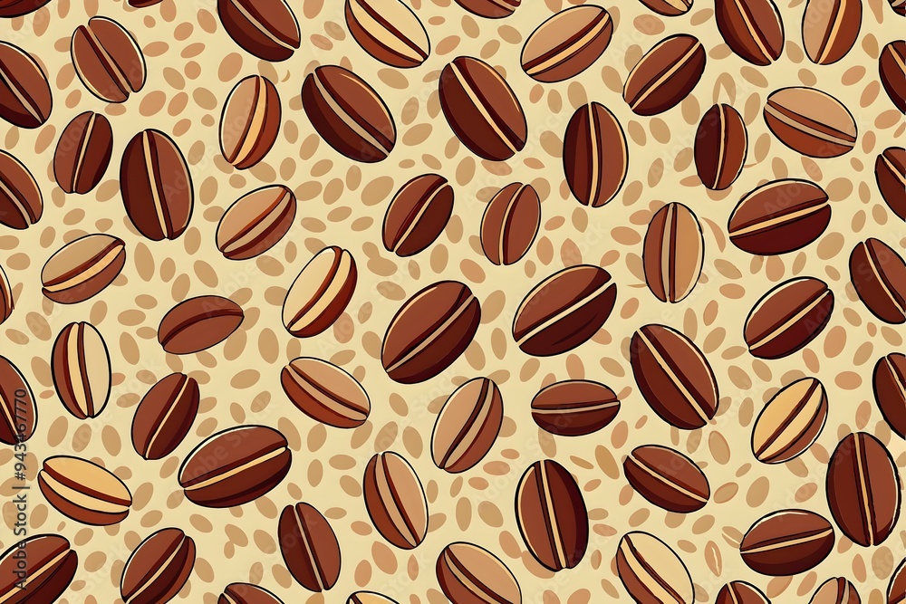 Coffee Beans Seamless Pattern Background Design Art Colorful Variety Coffee Beans Seamless Pattern Background Design Art Colorful Variety