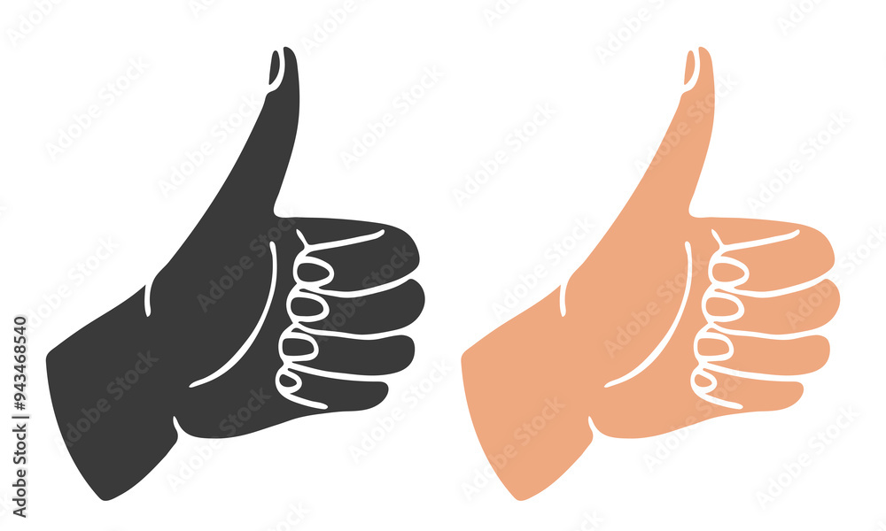 Thumbs up. Like. Vector icon. Set of clipart isolated on white background. Thumbs up. Like. Vector icon. Set of clipart isolated on white background.