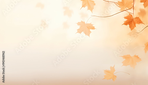 soft-focused autumn warm backdrop with autumn maple leaves. copy space, banner.