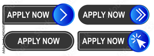 Set of Apply Now Web UI Buttons Labels for Apps and Websites Vector Illustration