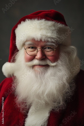 Authentic santa claus wearing glasses smiling for christmas