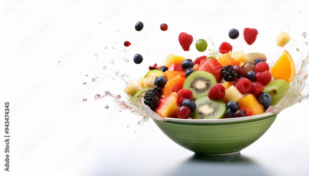 colorful fruit salad exploding in a bowl created with generative ai colorful fruit salad exploding in a bowl created with generative ai