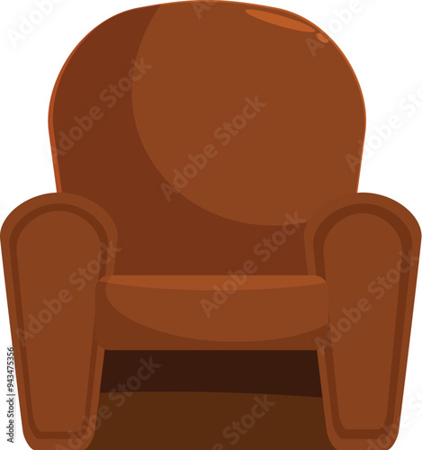 Comfortable brown armchair with soft seat and armrests