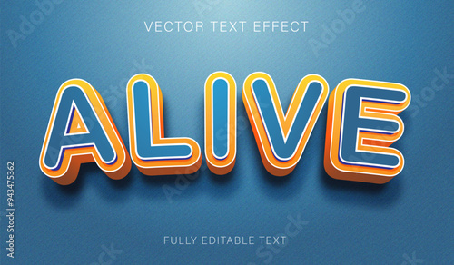 Alive 3d cartoon text effect with blue and yellow color main concept. Fully editable font and text style effect.