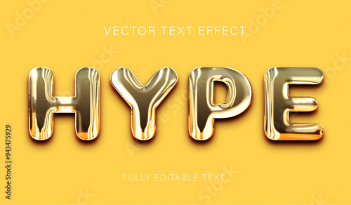 Golden hype text effect with shiny yellow gold main concept. Fully editable font and text style effect.