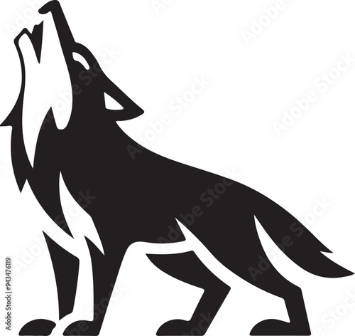 wolf silhouette vector art illustration with white background 