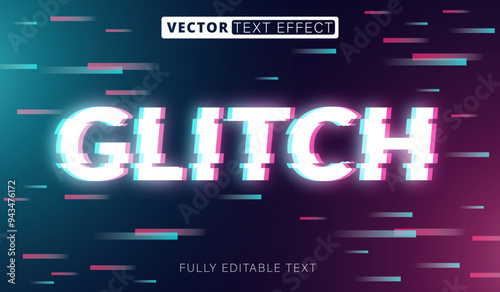 Screen glitch text effect with red, green, and blue digital main concept. Fully editable font and text style effect.