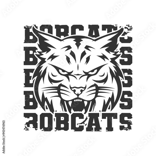 Bobcats Illustration Clip Art Design Shape. Mascot Silhouette Icon Vector.
