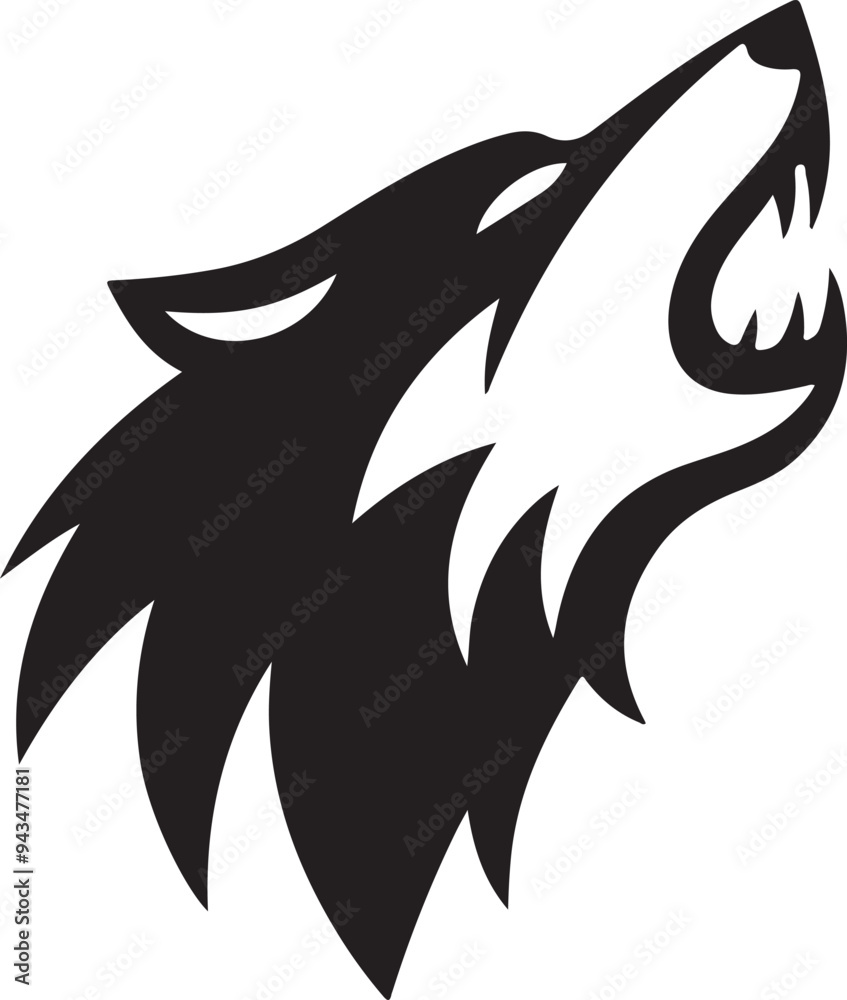 Fototapeta premium wolf silhouette vector art illustration with white background 