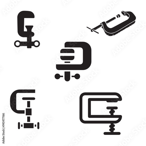 Clamp icon vector set