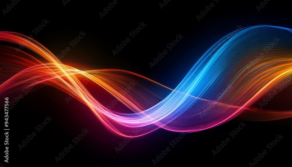 colorful light wave with motion effect on a black background generative ai colorful light wave with motion effect on a black background generative ai