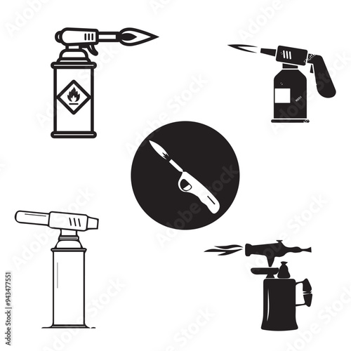 Blow torch icon set
