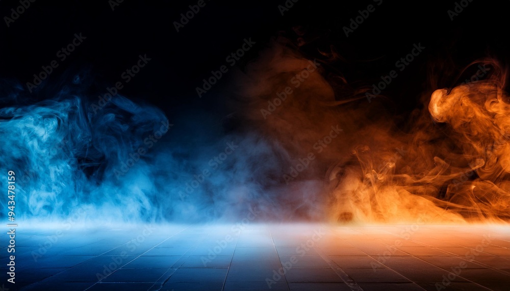 paranormal mystic blue and orange smoke on the floor fog isolated on black background stock illustration paranormal mystic blue and orange smoke on the floor fog isolated on black background stock illustration