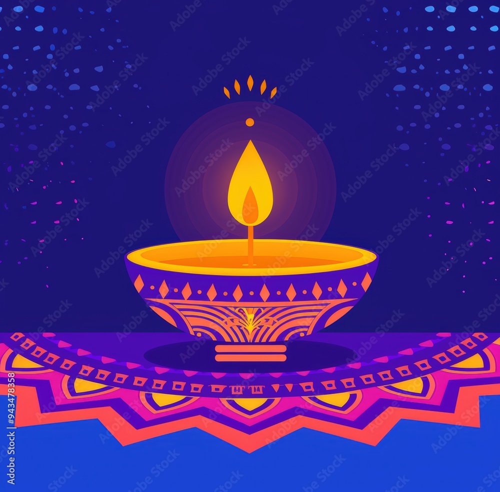 Diya with glowing flame Diya with glowing flame