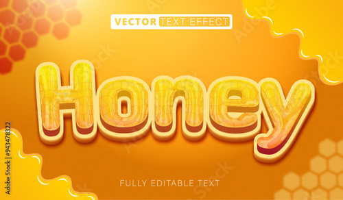 Sweet honey text effect with liquid honey and beeswax main concept. Fully editable font and text style effect.