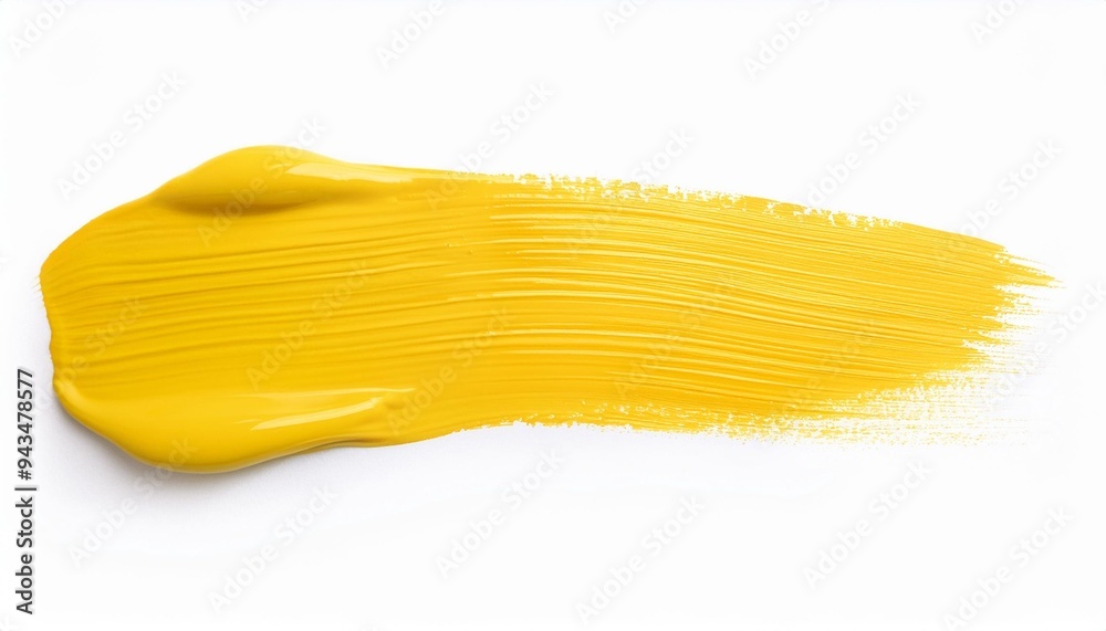 yellow stroke of the paint brush isolated on white yellow stroke of the paint brush isolated on white