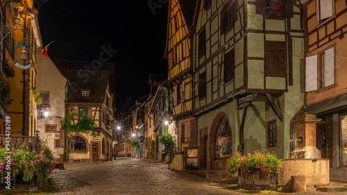 A beautiful night alsacian architecture pic taken in Riquewihr in France on August 20th 2024