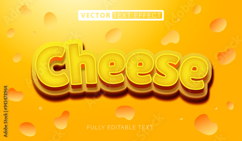 Yummy cheese text effect with yellow color main concept. Fully editable font and text style effect.