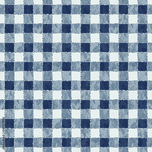 Blue Washed Gingham Check Pattern