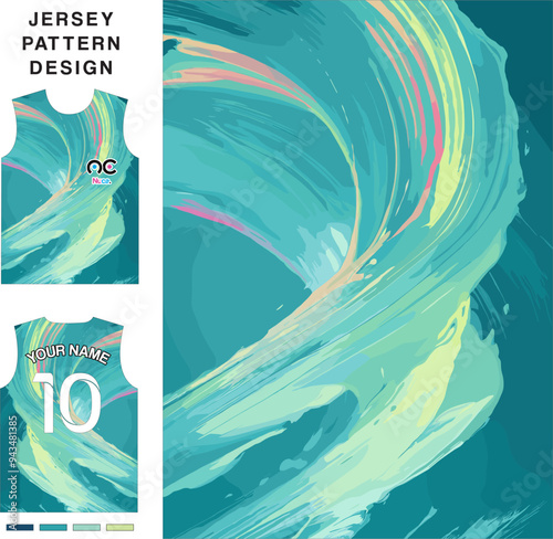 Abstract splash water color  concept vector jersey pattern template for printing or sublimation sports uniforms football volleyball basketball e-sports cycling and fishing Free Vector.