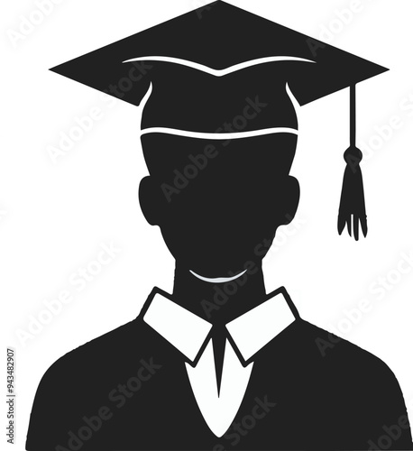 Higher education hat silhouette vector art illustration