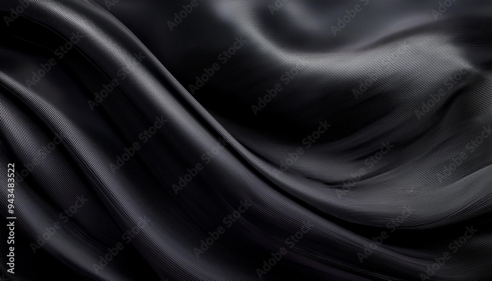 Fototapeta premium beauty black black smooth shape abstract chacoal textile soft fabric curve fashion matrix decorate background