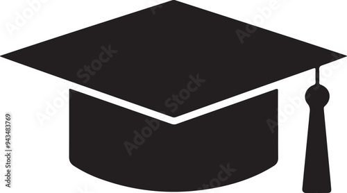 Higher education hat silhouette vector art illustration