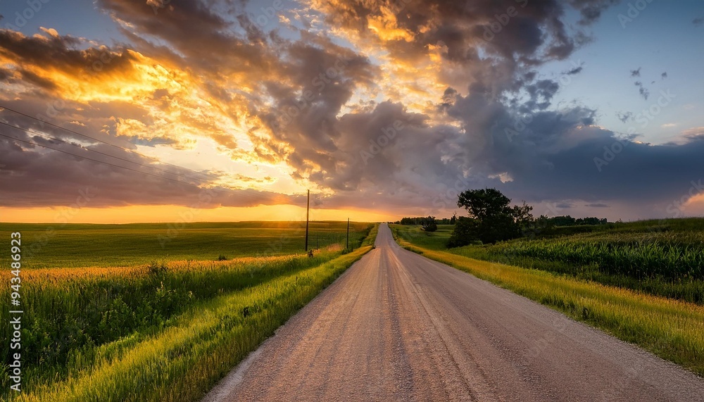 rural road with dramatic clouds in southern minnesota at sundown rural road with dramatic clouds in southern minnesota at sundown
