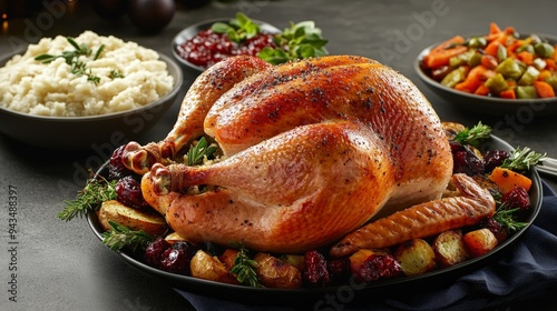 festive holiday dinner with a beautifully roasted turkey as the centerpiece.