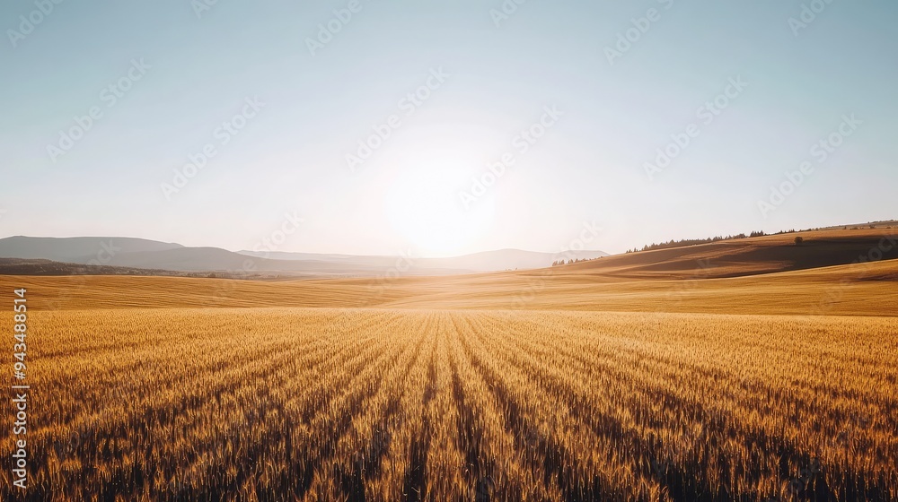 Golden fields stretching under a clear, cool autumn sky. Golden fields stretching under a clear, cool autumn sky.
