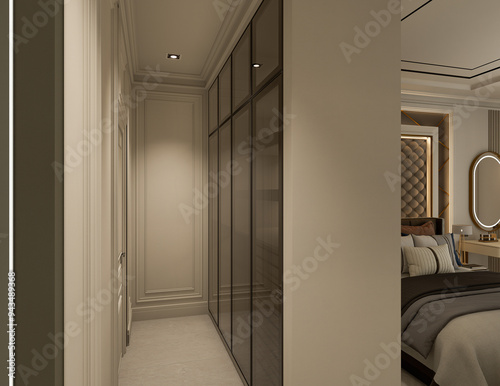 3d illustration of decorative design, luxury bedroom, Classical architecture. Home Interiors.