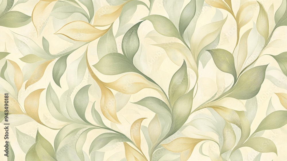 repeating pattern of stylized leaves and vines, arranged in a flowing, organic composition. repeating pattern of stylized leaves and vines, arranged in a flowing, organic composition.