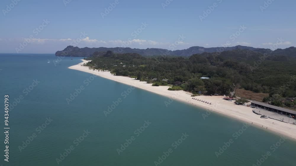 Tropical private villa resorts on the beach. Lovely aerial view flight drone Tropical private villa resorts on the beach. Lovely aerial view flight drone