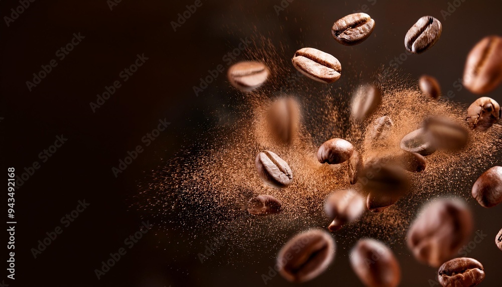 Fototapeta premium coffee roasted aroma bean fly explosion