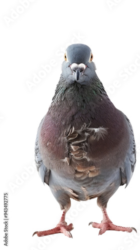 Funny pigeon looking at the camera. Isolated on transparent background. PNG design element. photo