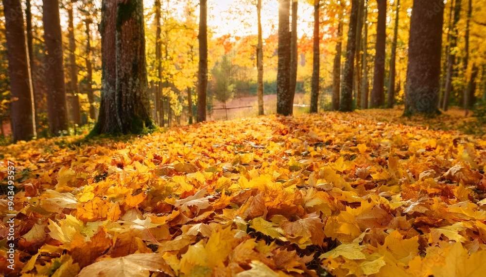 fallen leaves in autumn forest at finland fallen leaves in autumn forest at finland